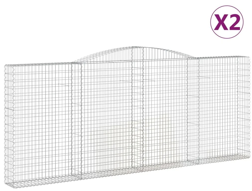 vidaXL Συρματοκιβώτια Τοξωτά 2 τεμ. 400x30x160/180 εκ. Γαλβαν. Ατσάλι