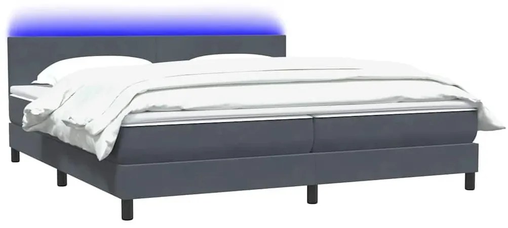 Box Spring Κρεβάτι με στρώμα Σκούρο γκρι 200x220 cm Βελούδινο - Γκρι