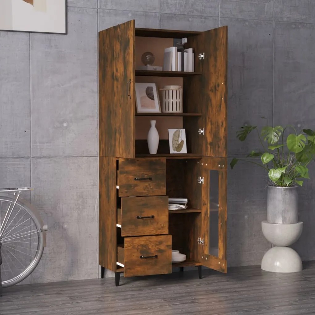 vidaXL Ντουλάπι Καπνιστή Δρυς 69,5x34x180 εκ. από Επεξεργασμένο Ξύλο