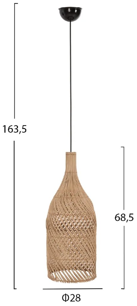 ΦΩΤΙΣΤΙΚΟ ΟΡΟΦΗΣ CARBOY HM7884 ΚΡΕΜΑΣΤΟ ΑΠΟ RATTAN ΣΕ ΦΥΣΙΚΟ ΧΡΩΜΑ Φ28x163,5Yεκ.