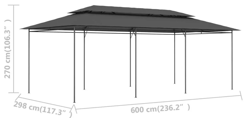 Κιόσκι Ανθρακί 600 x 298 x 270 εκ. - Ανθρακί