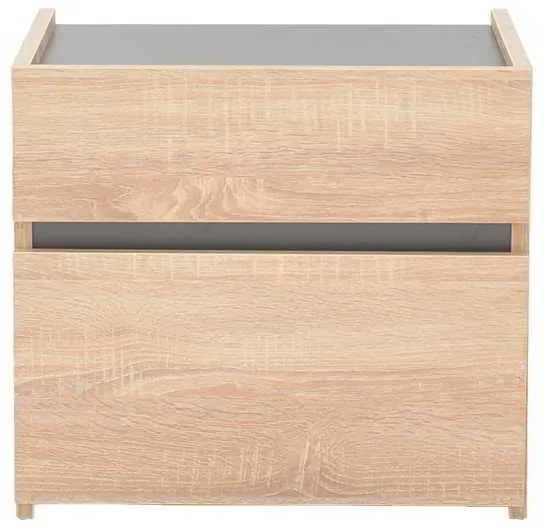 Κομοδίνο Comcie pakoworld σε φυσικό με γκρι απόχρωση 50x42x45.5εκ