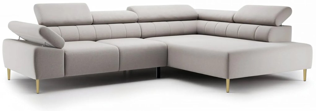Γωνιακός Καναπές/Κρεβάτι Taler/ Μπεζ/ Χρυσά πόδια/ Δεξιά γωνία/ 312x96x214 BOG5199