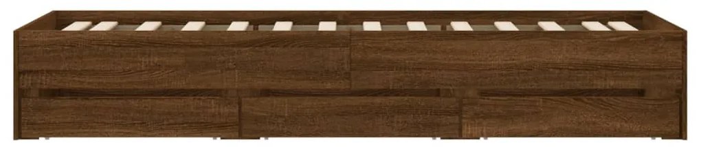 vidaXL Πλαίσιο Κρεβατιού με συρτάρια Καφέ δρυς 90x200 εκ. Επεξ. Ξύλο