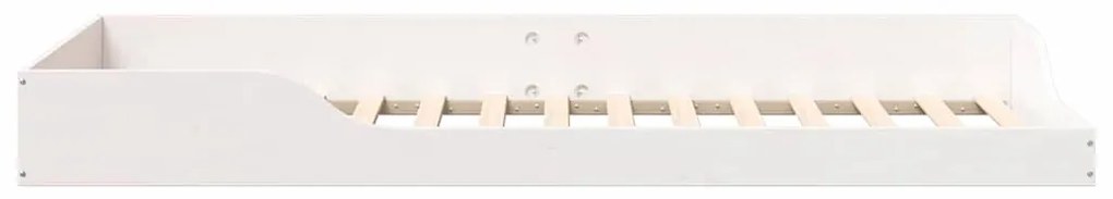 vidaXL Κρεβάτι δαπέδου Λευκό 100 x 220 cm Μασίφ ξύλο πεύκου