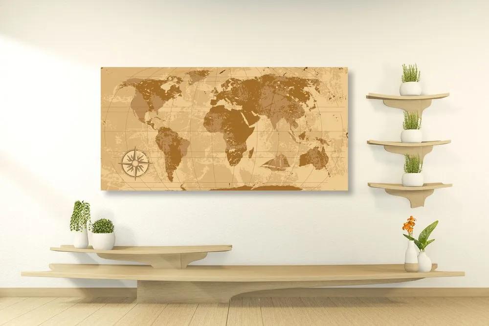 Εικόνα στον ρουστίκ παγκόσμιο χάρτη από φελλό - 100x50  color mix