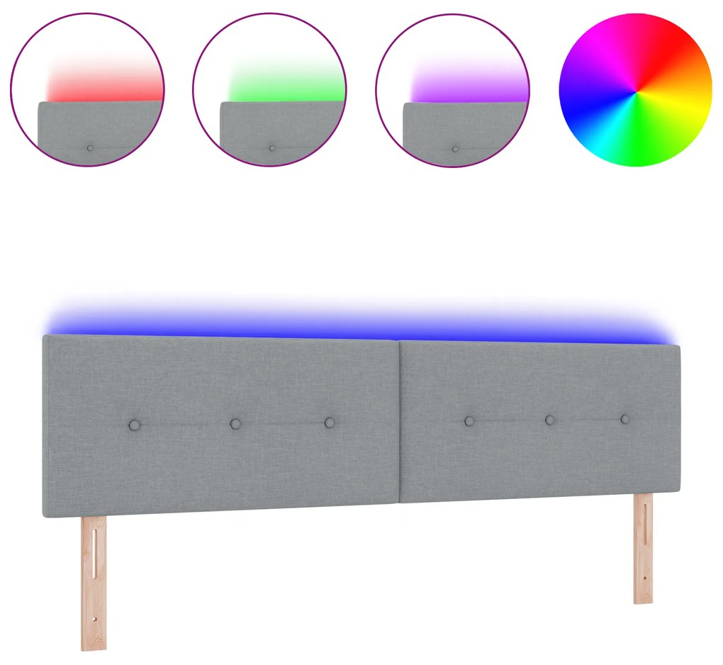 vidaXL LED Κεφαλάρι Με Κουμπιά Φουσκωτό Ανοιχτό Γκρι 90 εκ. Υφάσμα