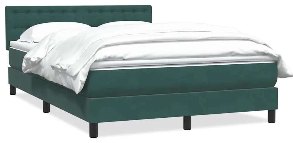 vidaXL Box Spring Κρεβάτι με στρώμα Σκούρο πράσινο 140x220cm Βελούδινο