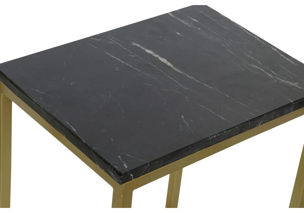 Σετ με 3 τραπέζια DKD Home Decor Μαύρο Χρυσό 50 x 35 x 60 cm