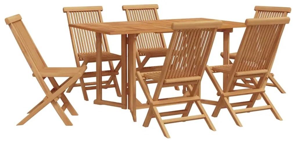 vidaXL Σέτ φαγητού για κήπο 7 pcs Καφέ 140 x 80 x 75 cm