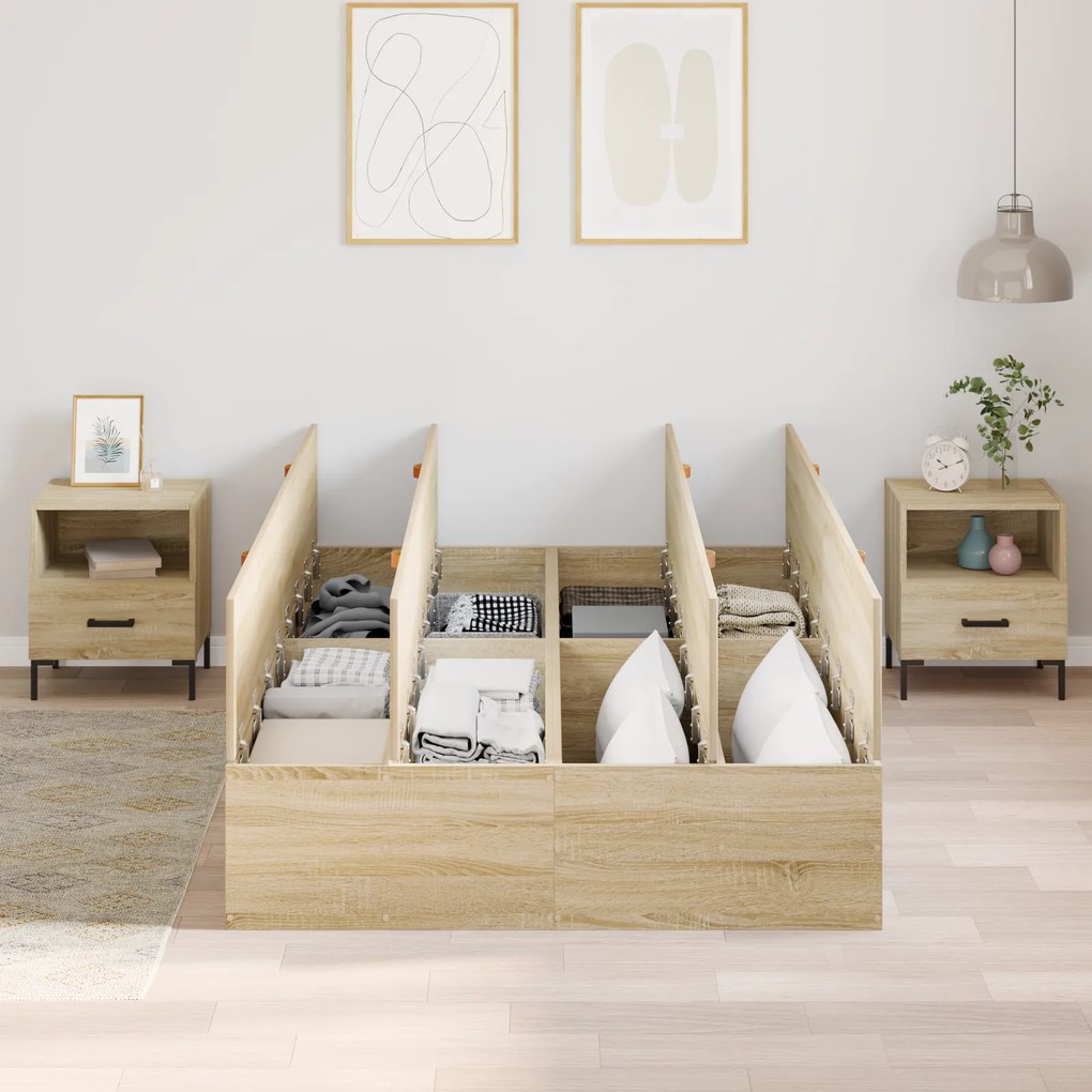 vidaXL Κρεβάτι Αποθήκης Σονομά Οξιά 120x200 cm