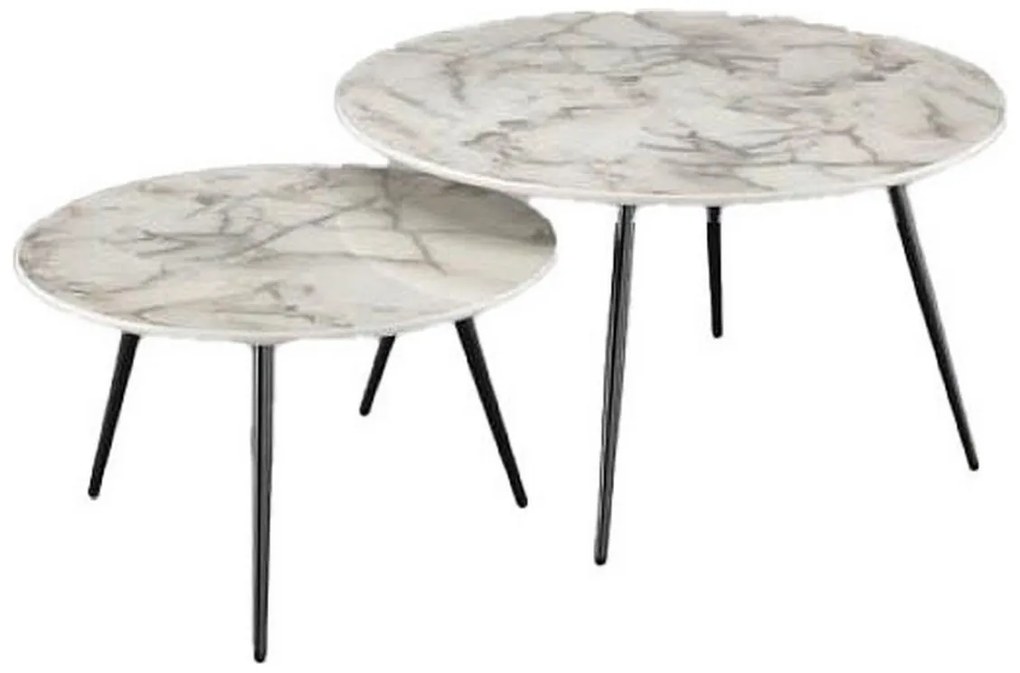 Σετ με 2 τραπέζια DKD Home Decor Λευκό Χρυσό 80 x 80 x 45 cm