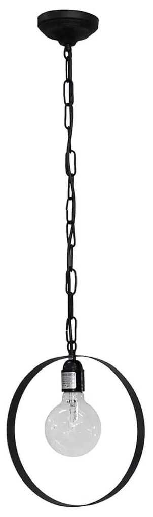 Φωτιστικό Οροφής Κρεμαστό Halka/25 1/L Chain 34-0056 Black Metal