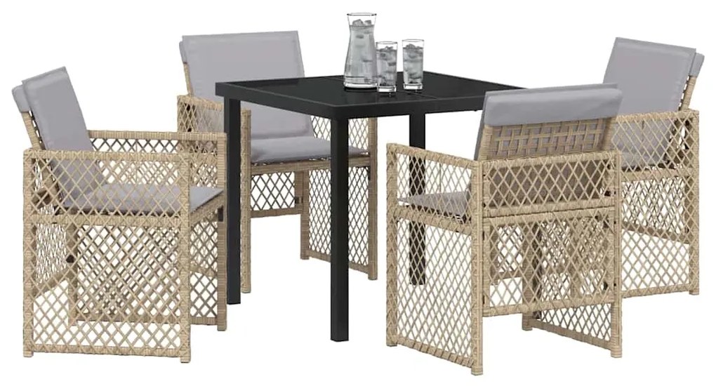 vidaXL Σέτ φαγητού για κήπο 5 pcs Μπεζ συνθετικό ρατάν