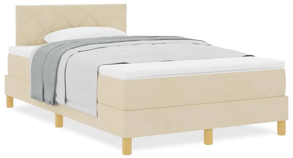 vidaXL Κρεβάτι box spring με στρώμα με στρώμα Κρεμ 120 x 190 cm ύφασμα