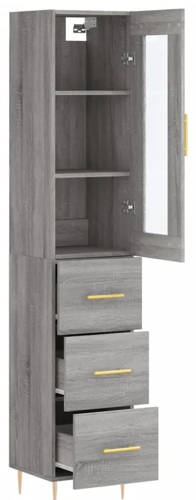 vidaXL Μπουφές Sonoma Γκρι 34,5 x 34 x 180 εκ. από Επεξεργασμένο Ξύλο