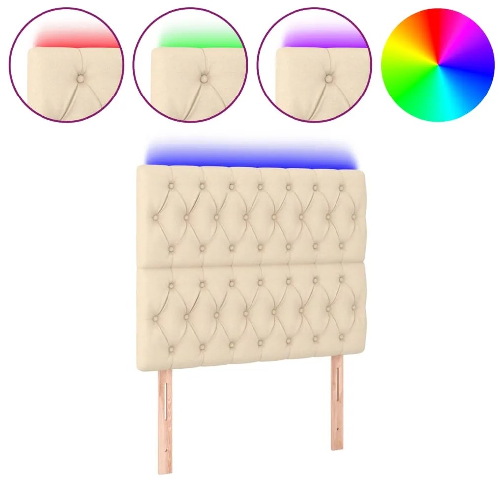 vidaXL Κεφαλάρι Κρεβατιού LED Κρεμ 90x7x118/128εκ. Υφασμάτινο