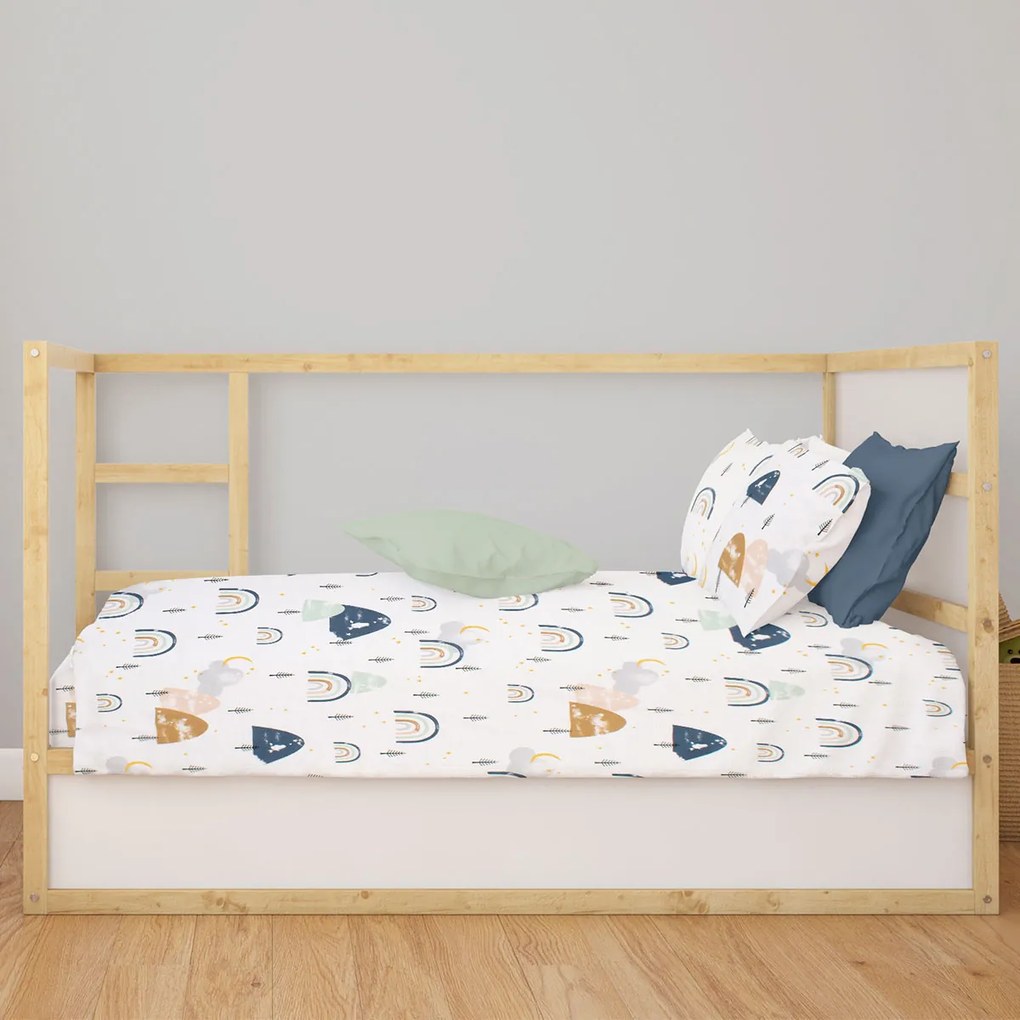 Σεντόνι Κούνιας Με Λάστιχο (70x140+15) Dimcol Rainbow 574 White - Blue