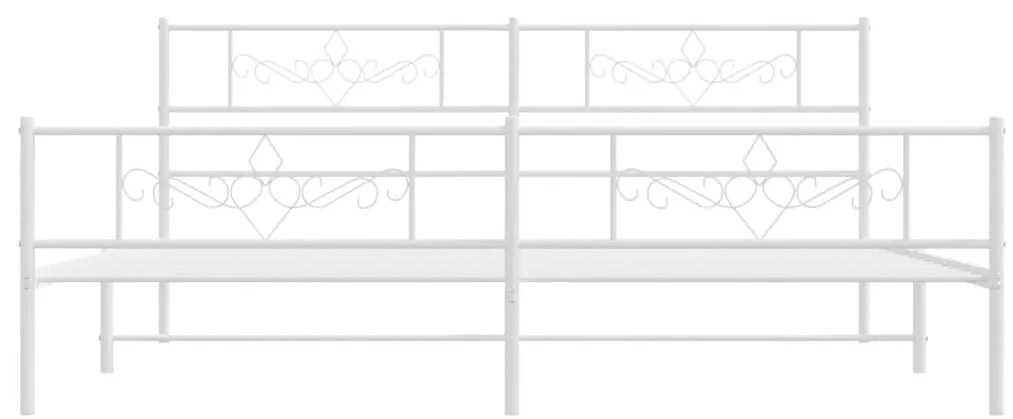 Πλαίσιο Κρεβατιού με Κεφαλάρι&amp;Ποδαρικό Λευκό 193x203εκ. Μέταλλο - Λευκό