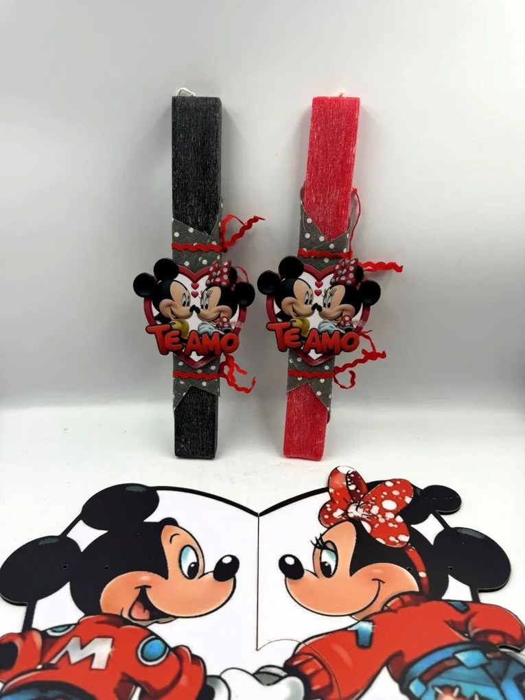 Τύπου Mickey και Minnie Αρωματική λαμπάδα ν.1 - Σετ Λαμπάδα και πλάτη με βάση