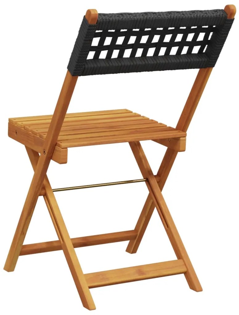 vidaXL Καρέκλες Μπιστρό 2 τεμ. Μαύρες Μασίφ Ξύλο Ακακίας & Συνθ. Ρατάν