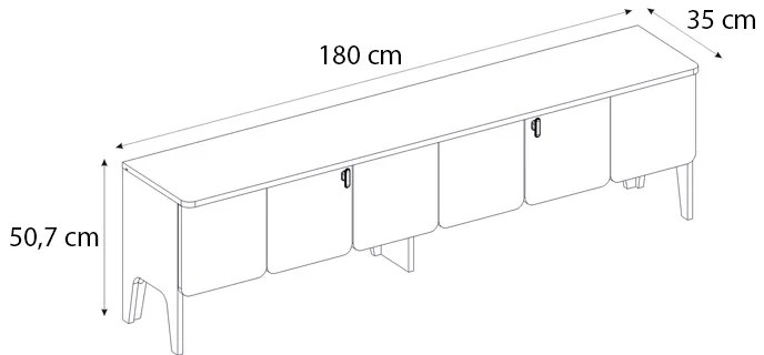 Έπιπλο τηλεόρασης Pedro Megapap χρώμα ανθρακί - rota oak 180x35x50,7εκ.