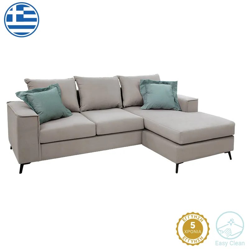 Intrahome Γωνιακός καναπές EVERESTALEXA Intrahome αναστρέψιμος ύφασμα elephant-ciel 240x165x95εκ | SKU: INTRAPA-279111140