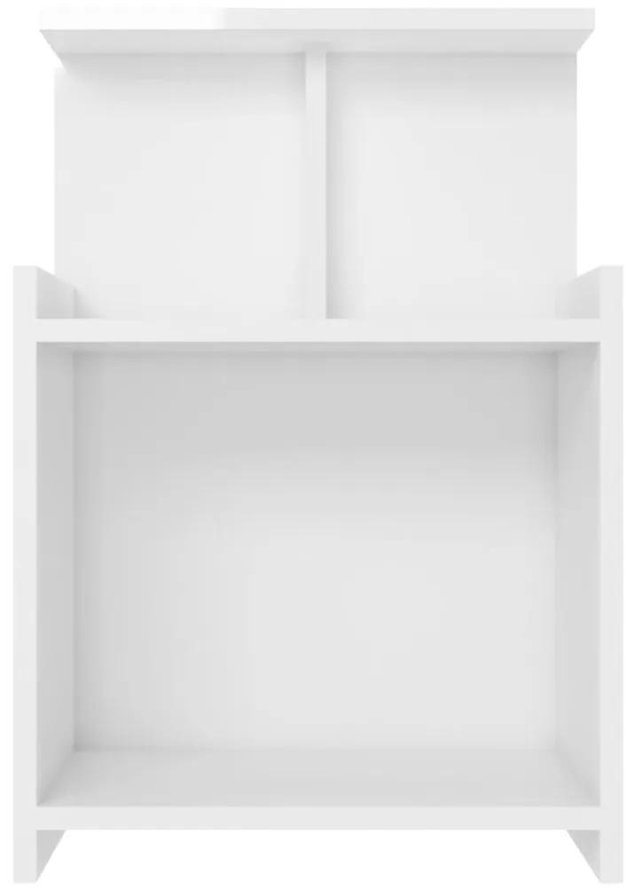 Κομοδίνα 2 τεμ. Γυαλιστερό Λευκό 40x35x60 εκ. από Μοριοσανίδα - Λευκό