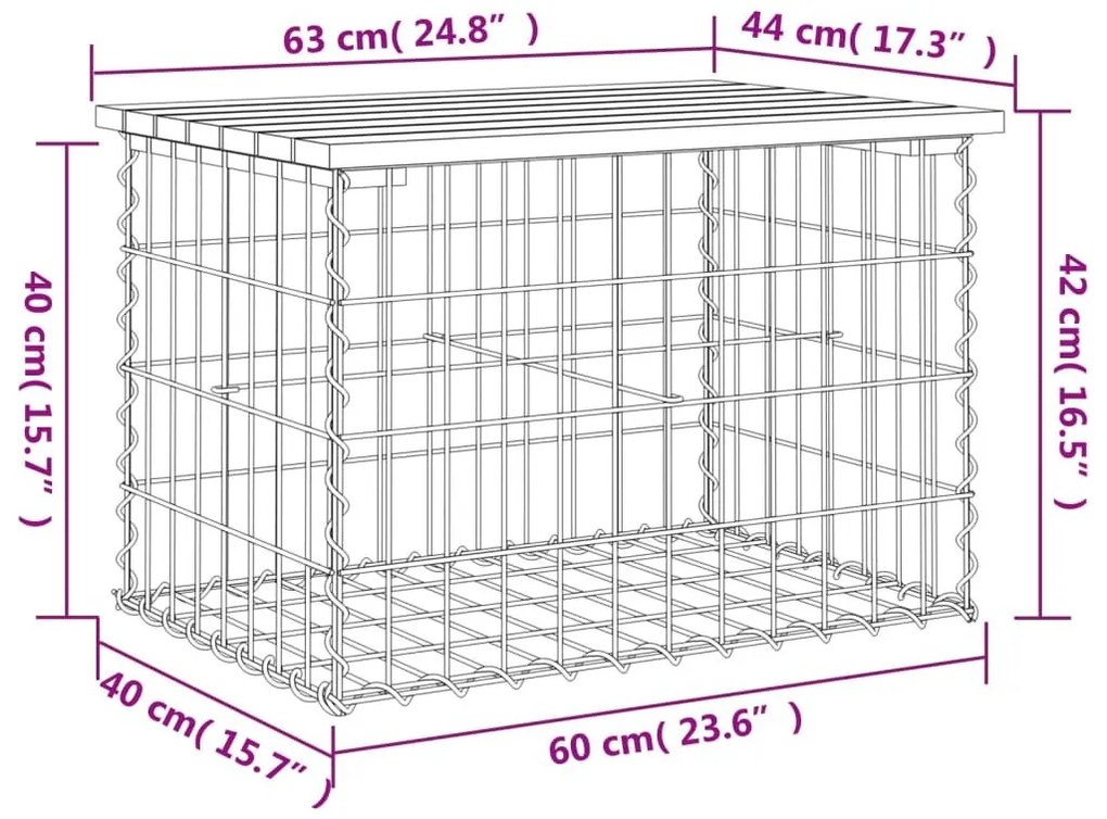 Παγκάκι Κήπου Συρματοκιβώτιο 63x44x42 εκ. από Μασίφ Ξύλο Πεύκου - Καφέ