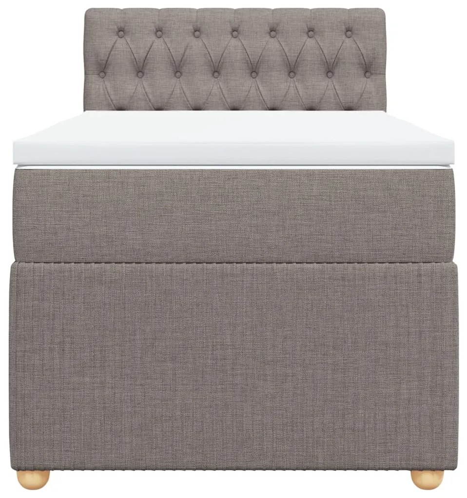 vidaXL Κρεβάτι Boxspring με Στρώμα Taupe 90x200 εκ. Υφασμάτινο