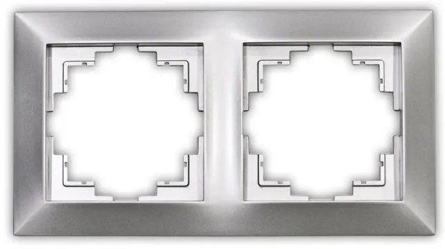 Πλαίσιο Διακόπτη Πρίζας Διπλό Lumen-15-0316-Ασημί 15-0316