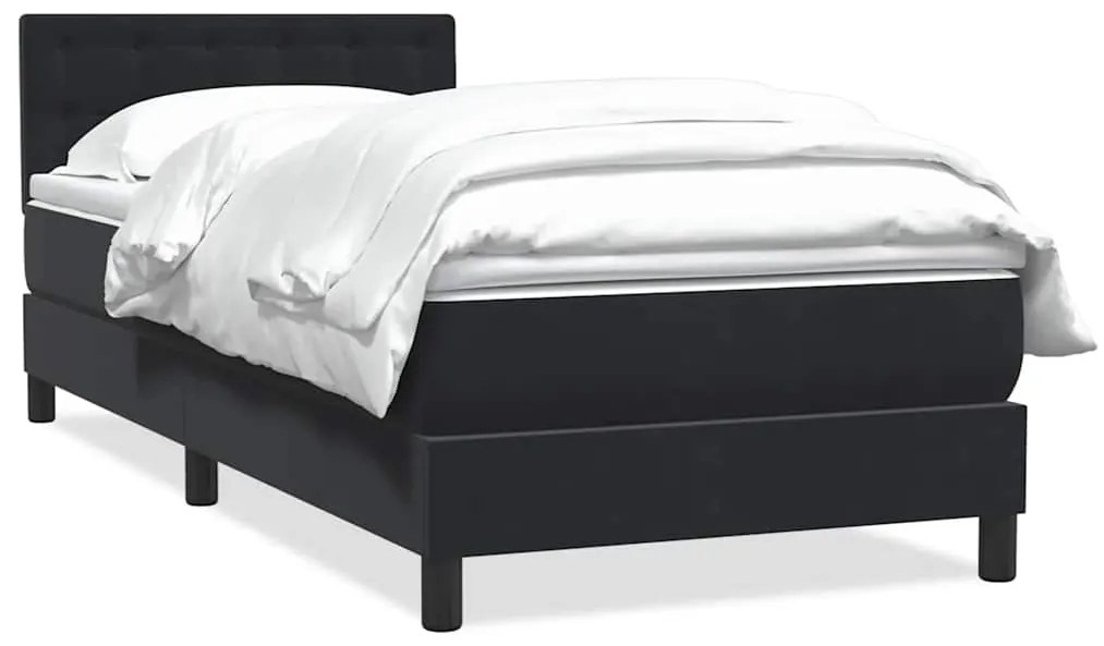 vidaXL Κρεβάτι Boxspring με Στρώμα Μαύρο 90x210 εκ. Βελούδινο