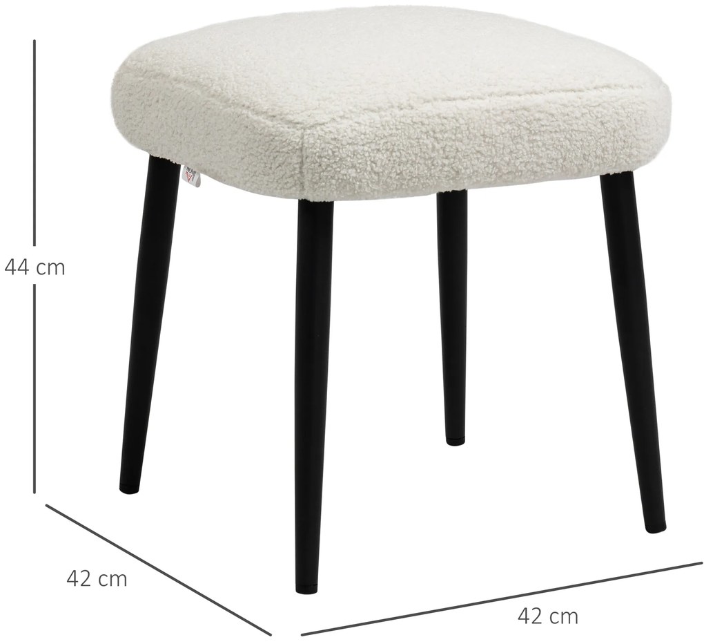 HOMCOM Σκαμπό, σκαμπό καθίσματος, εμφάνιση κασμίρ, υποπόδιο, κρεμ-λευκό