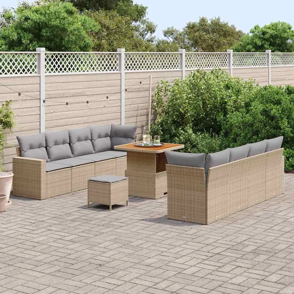 vidaXL Σετ Καναπέ Κήπου 11 pcs μπεζ και ανοιχτό γκρι 80 x 80 x 71 cm