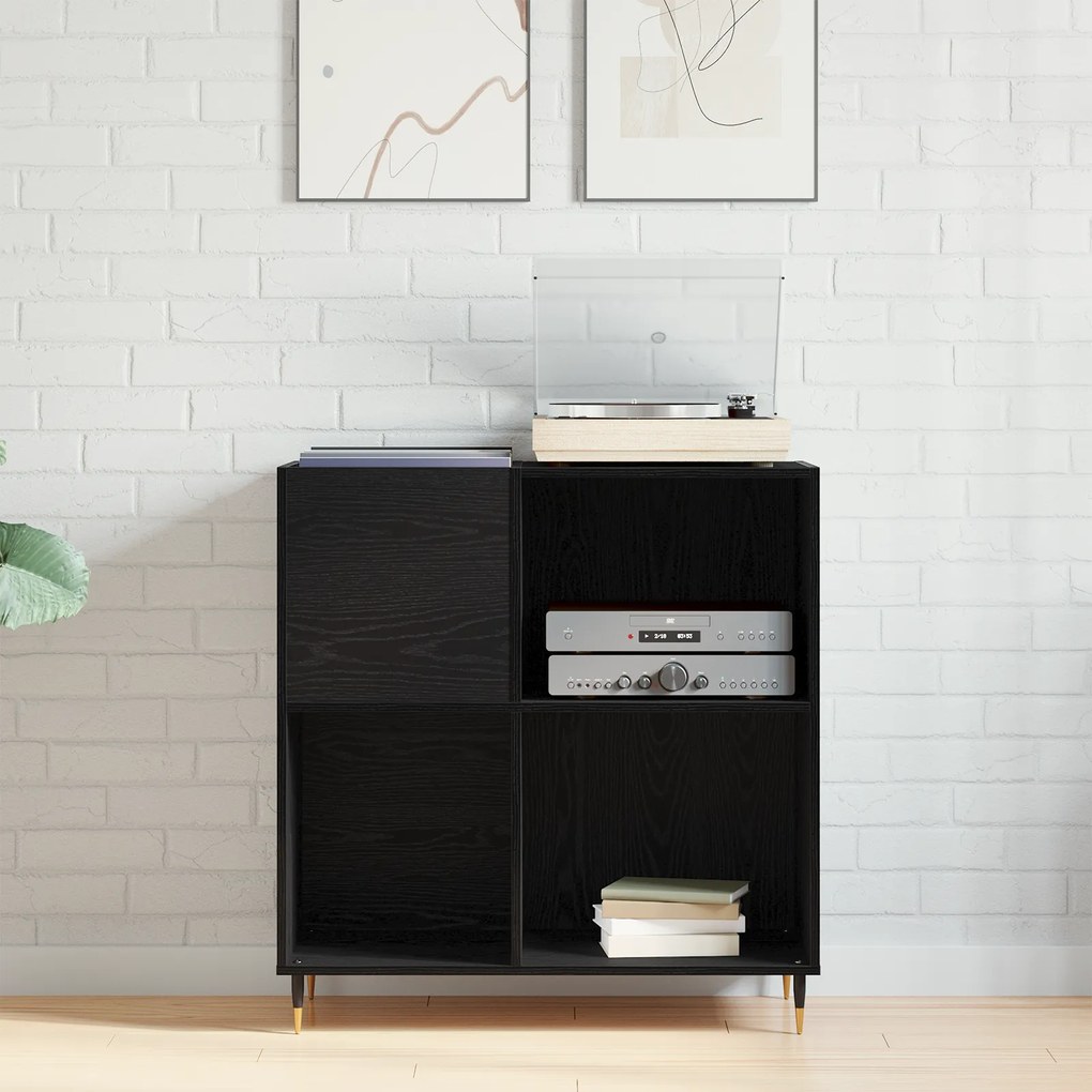 vidaXL Ντουλάπι Δισκογραφίας Μαύρη Δρυς 84,5x38x89 εκ Επεξεργασμένο Ξύλο