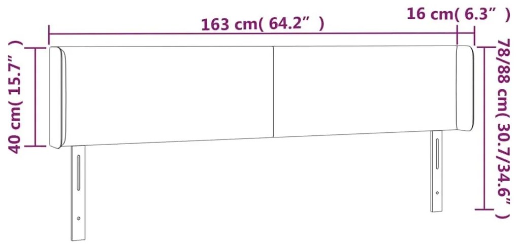 Κεφαλάρι Κρεβατιού LED Σκούρο Μπλε 163x16x78/88 εκ. Βελούδινο - Μπλε