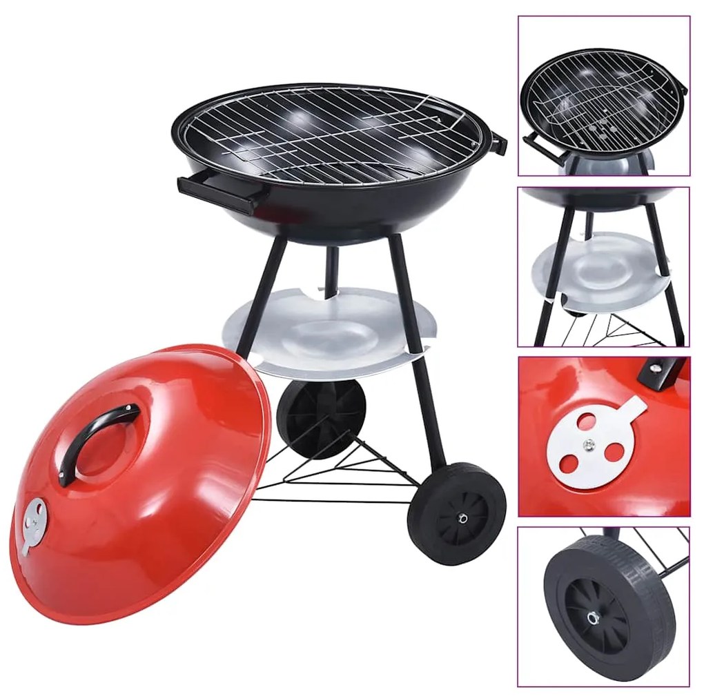 vidaXL Ψησταριά Κάρβουνου Φορητή XXL 44 εκ. με Ρόδες