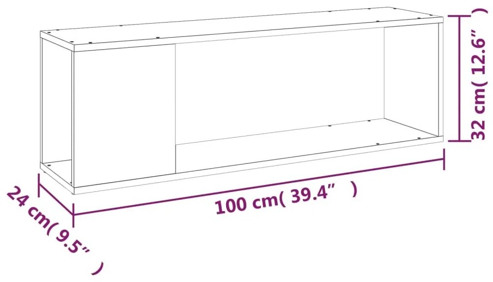 Έπιπλο Τηλεόρασης Γυαλιστερό Λευκό 100 x 24 x 32 εκ. Επεξ. Ξύλο - Λευκό