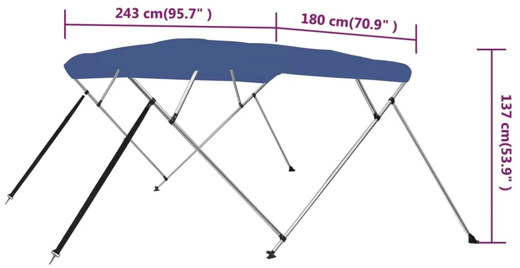 Τέντα Σκάφους με 4 Αψίδες Μπλε 243 x 180 x 137 εκ.