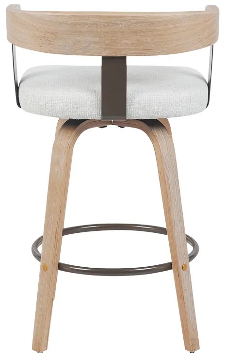 Σκαμπό μπαρ Anesy pakoworld περιστρεφόμενο μεσαίου μεγέθους μέταλλο-ξύλο με ύφασμα σε μπεζ απόχρωση 54x50x85εκ