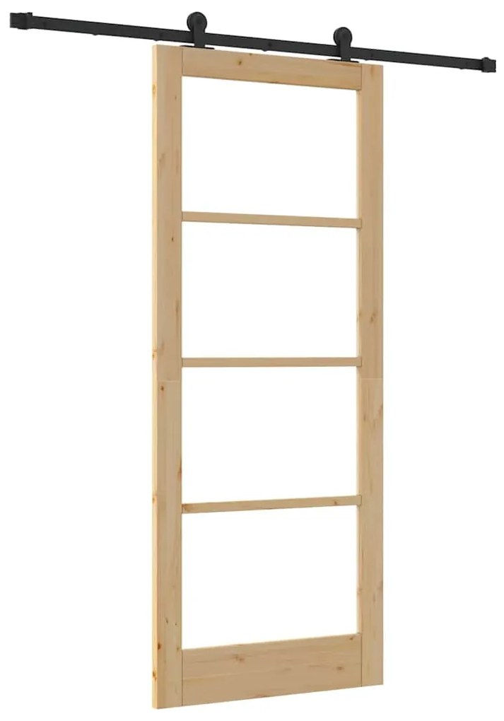 vidaXL Συρόμενη Πόρτα Χειροκίνητος Καφέ 86 x 211 cm Ξύλο και μέταλλο