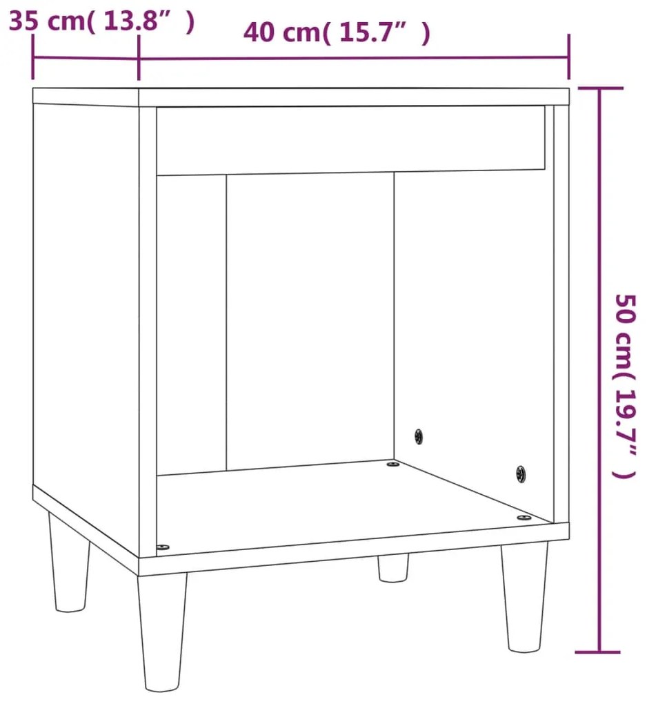 Κομοδίνο Μαύρο 40 x 35 x 50 εκ. από Επεξεργασμένο Ξύλο - Μαύρο