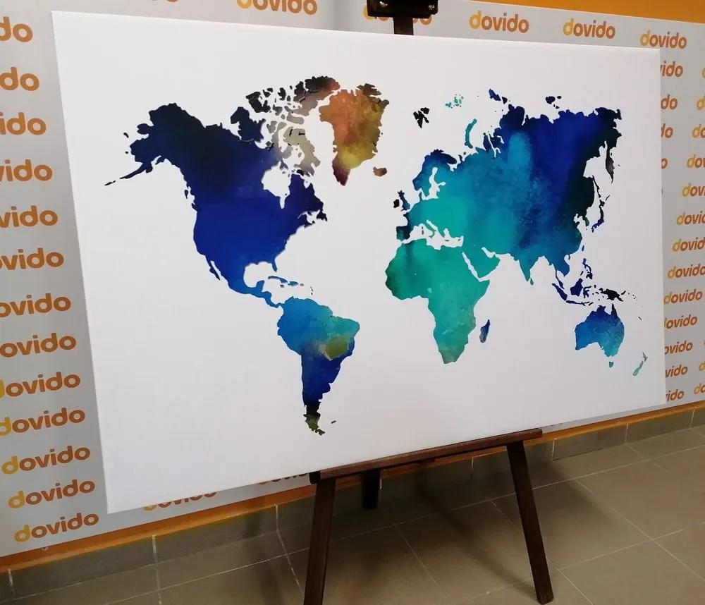 Εικόνα στον παγκόσμιο χάρτη χρώματος φελλού σε σχέδιο ακουαρέλας - 90x60  smiley
