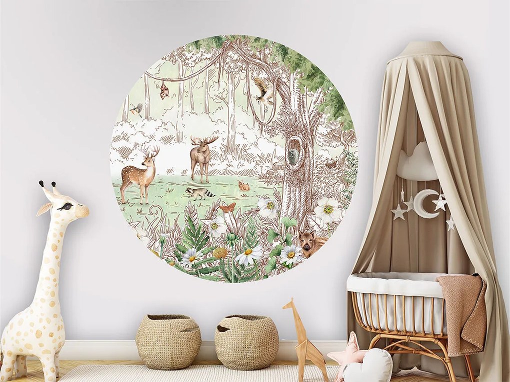 Forest Friends Spring Ταπετσαρια Τοιχου Πρασινο Στρογγυλη 80cm