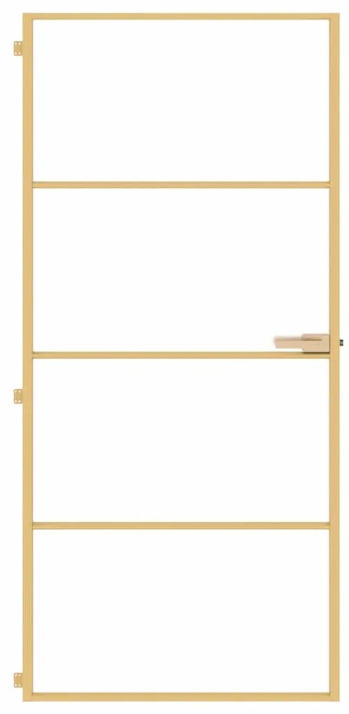 vidaXL Εσωτερική Πόρτα Χρυσή 93 x 201,5 εκ. Ψημένο Γυαλί &amp; Αλουμίνιο