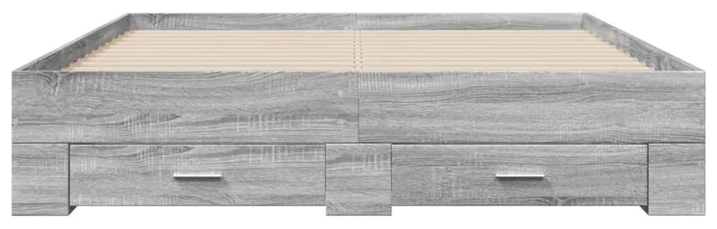 vidaXL Πλαίσιο Κρεβατιού με Συρτάρια Γκρι Sonoma 150x200εκ. Επεξ. Ξύλο