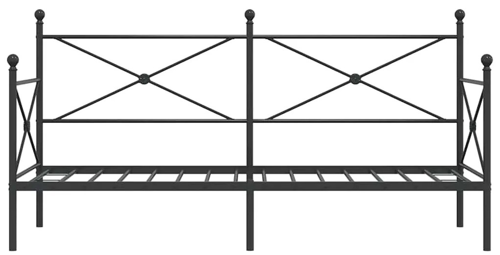 vidaXL Κρεβάτι ημέρας χωρίς στρώμα Μαύρο 90x200 cm Ατσάλι