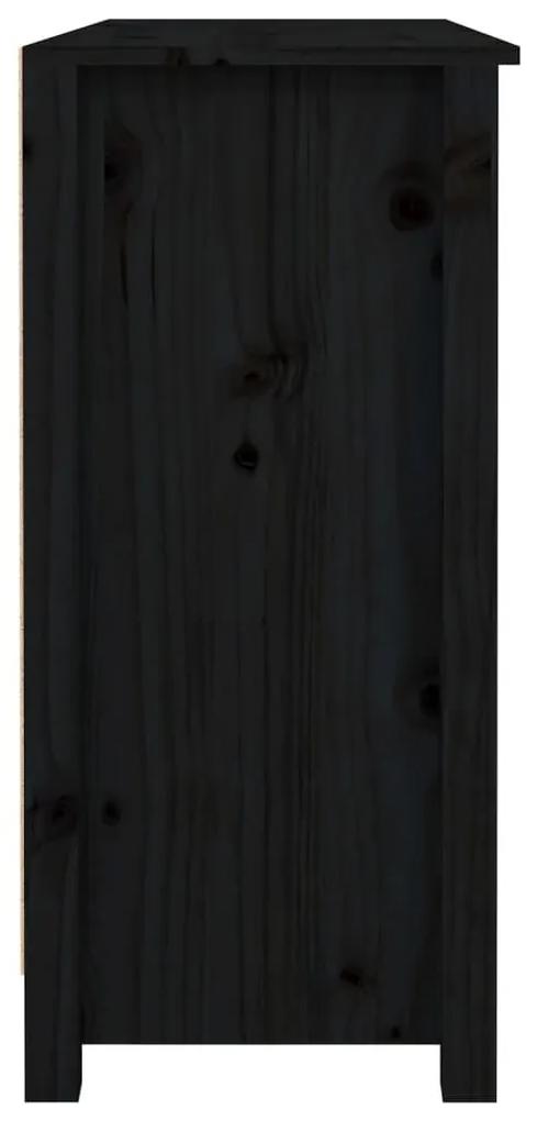 Ντουλάπι Μαύρο 100 x 35 x 74,5 εκ. από Μασίφ Ξύλο Πεύκου - Μαύρο