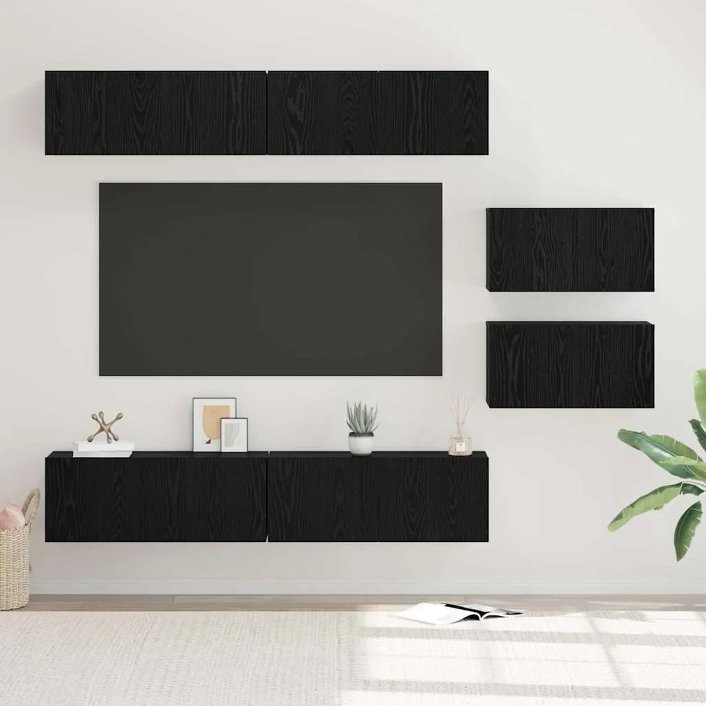 vidaXL Σετ επίπλου τηλεόρασης 6 pcs Μαύρη δρυς 80 x 30 x 30.5 εκ