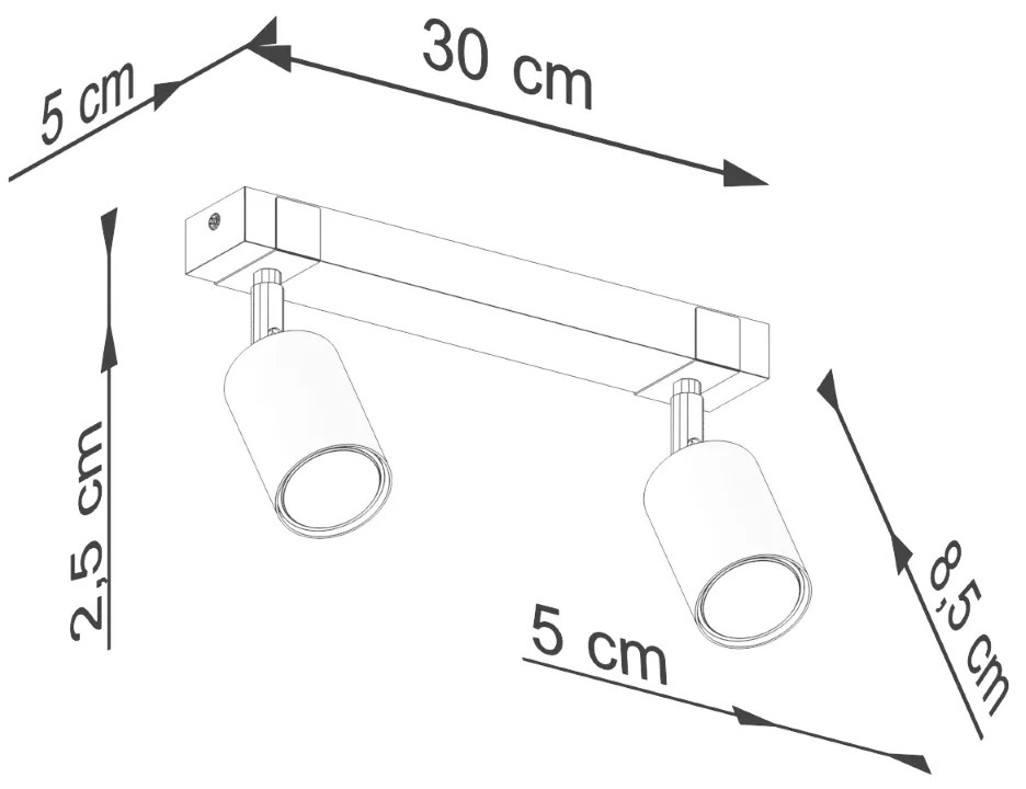 Sollux Φωτιστικό οροφής FAGER 2 μαύρο,ατσάλι/ξύλο,GU10 2xmax 10W LED